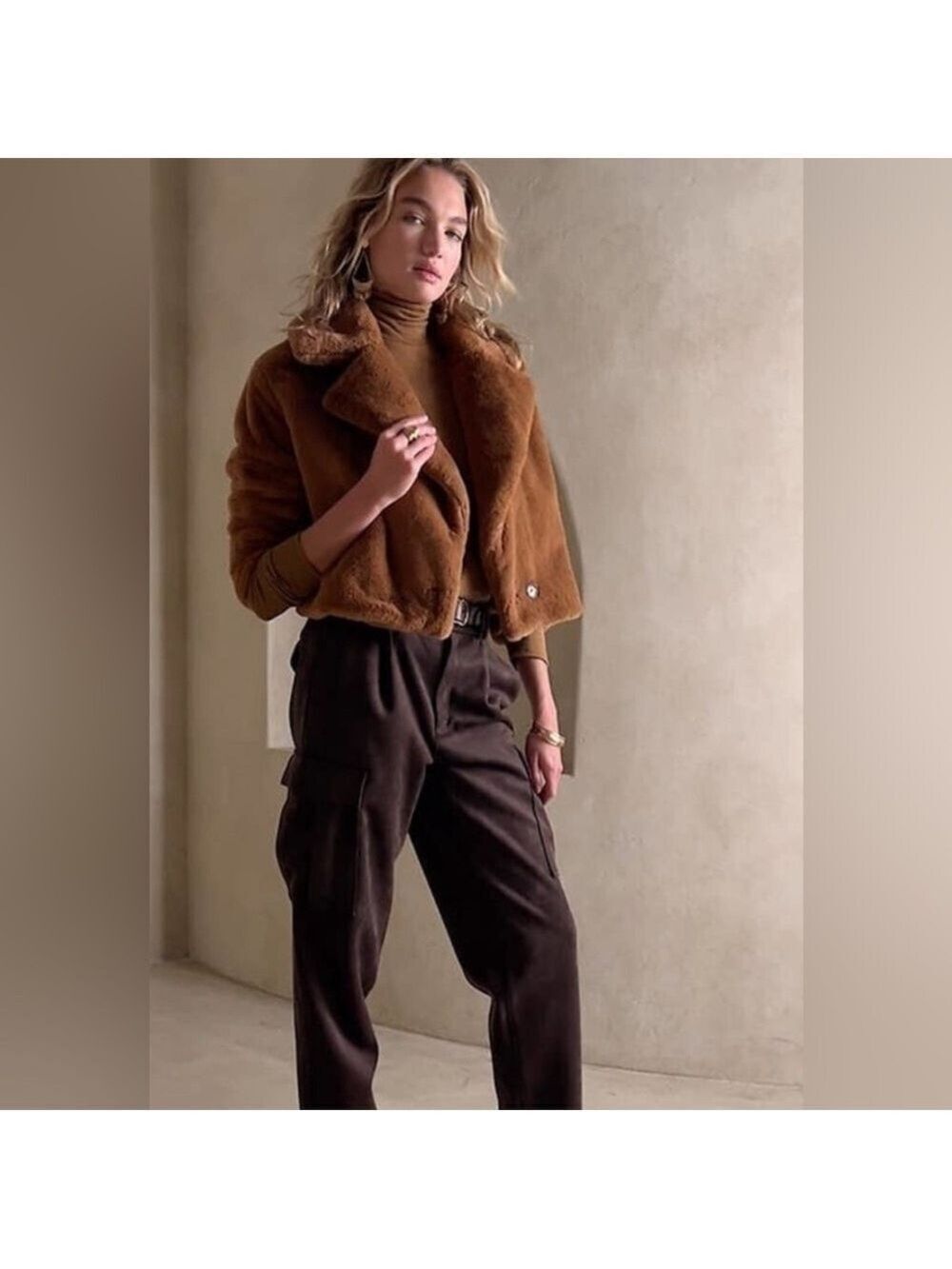Banana Republic Vegan Faux Suede Chocolate Brown Office Career Cargo Pants 12